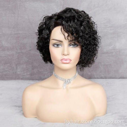 Short Curly Pixie Cut Bob Wigs Lace Front Wigs Indian Hair Closure Curly Human Hair Frontal Wigs